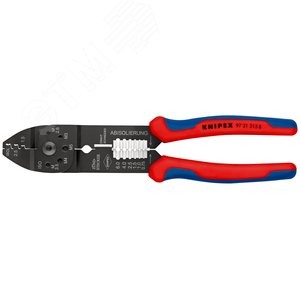 Пресс-клещи для резки и зачистки кабеля опрессовки кабельных наконечников и штекеров 3 гнезда обжим штекеров открытых неизолированныеованных (63 мм ширина): 05-25 мм (AWG 20 - 13) j рез медных и латунных шпилек: М26 3 35 4 и 5 L-230 мм чёрные 2-компонентн - фото 3