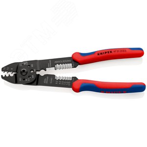 Пресс-клещи для резки и зачистки кабеля опрессовки кабельных наконечников и штекеров 3 гнезда обжим кабельных наконечников без изолятора и кабельных соединителей: 05-60 мм (AWG 20 - 10) j рез медных и латунных шпилек: М26 3 35 4 и 5 L-230 мм чёрные 2-комп - фото 2