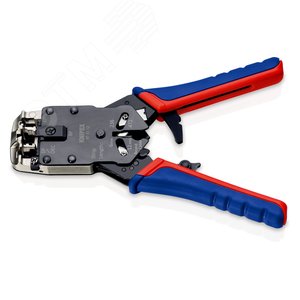 Пресс-клещи для штекеров типа RJ (WEsTern) для реза и зачистки плоских неэкранированных телефонных кабелей кол-во гнёзд: 3 RJ 10 (4-полюсный) 765 мм RJ 11/12 (6-полюсный) 965 мм RJ 45 (8-полюсный) 1168 мм L-200 мм чёрные 2-компонентные рукоятки блистер - фото 2