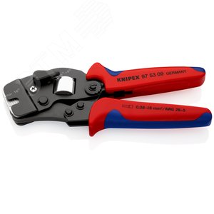 Пресс-клещи для контактных гильз квадратный обжим 1 гнездо гильзы контактные 008-10+16мм (AWG 28-5) двойные концевые гильзы до 2х6мм (2хAWG 8) L=190мм черные двухкомпонентные рукоятки - фото 2