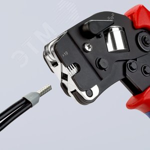 Пресс-клещи для контактных гильз квадратный обжим 1 гнездо гильзы контактные 008-10+16мм (AWG 28-5) двойные концевые гильзы до 2х6мм (2хAWG 8) L=190мм черные двухкомпонентные рукоятки - фото 8