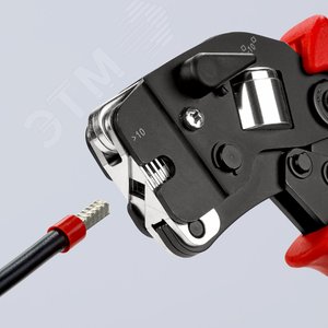 Пресс-клещи для контактных гильз квадратный обжим 1 гнездо гильзы контактные 008-10+16мм (AWG 28-5) двойные концевые гильзы до 2х6мм (2хAWG 8) L=190мм черные двухкомпонентные рукоятки - фото 9