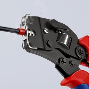 Пресс-клещи для контактных гильз квадратный обжим 1 гнездо гильзы контактные 008-10+16мм (AWG 28-5) двойные концевые гильзы до 2х6мм (2хAWG 8) L=190мм черные двухкомпонентные рукоятки - фото 12