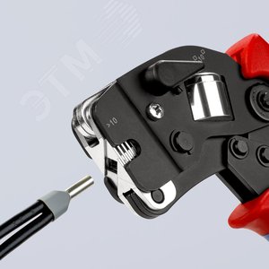 Пресс-клещи для контактных гильз квадратный обжим 1 гнездо гильзы контактные 008-10+16мм (AWG 28-5) двойные концевые гильзы до 2х6мм (2хAWG 8) L=190мм черные двухкомпонентные рукоятки - фото 14