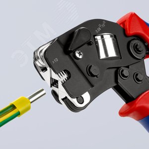 Пресс-клещи для контактных гильз квадратный обжим 1 гнездо гильзы контактные 008-10+16мм (AWG 28-5) двойные концевые гильзы до 2х6мм (2хAWG 8) L=190мм черные двухкомпонентные рукоятки - фото 16