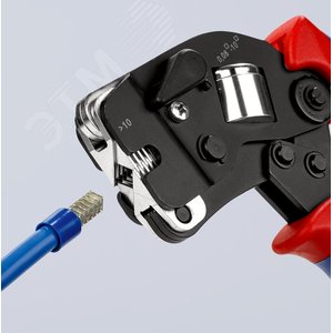 Пресс-клещи для контактных гильз квадратный обжим 1 гнездо гильзы контактные 008-10+16мм (AWG 28-5) двойные концевые гильзы до 2х6мм (2хAWG 8) L=190мм черные двухкомпонентные рукоятки - фото 21