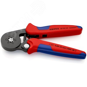 Пресс-клещи для контактных гильз самонастраивающиеся шестигранный обжим 1 гнездо гильзы контактные 008-10мм (AWG 28-7) двойные концевые гильзы до 2х4мм (2хAWG 10) L=180мм двухкомпонентные рукоятки блистер цвет черный - фото 3