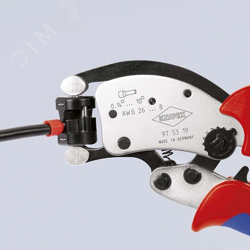 Пресс-клещи для контактных гильз DIN 46228 1+4, обжим трапециевидный, поворот 360 градусов, 0.14-10.0 мм2, длина 200 мм, SB, Twistor T - фото 5