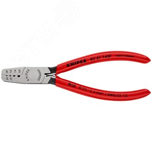 Пресс-клещи для обжима контактных гильз раскрывающая пружина 4 гнезда 025-25мм (AWG 23-13) L=145мм обливные рукоятки - фото 3