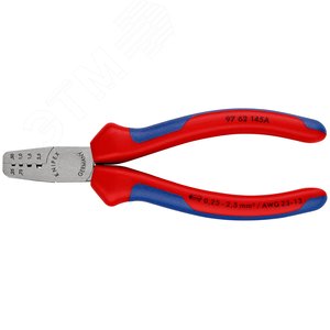 Пресс-клещи для обжима контактных гильз 4 гнезда 025-25мм (AWG 23-13) L=145мм 2-компонентные рукоятки - фото 3