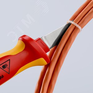 Нож для кабеля VDE 1000V L-190 мм диэлектрический 2-компонентная рукоятка блистер KN-9852SB KNIPEX - 5