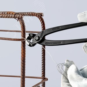 Клещи вязальные для арматурной сетки резка - проволока средней твердости 28мм твердая проволока 18мм режущая кромка 61 HRC / 25мм L=280мм черные - фото 6