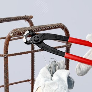 Клещи вязальные для арматурной сетки резка - проволока средней твердости 28мм твердая проволока 18мм режущая кромка 61 HRC / 25мм L=280мм черные обливные рукоятки - фото 4