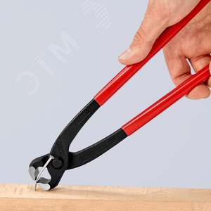 Клещи вязальные для арматурной сетки резка - проволока средней твердости 28мм твердая проволока 18мм режущая кромка 61 HRC / 25мм L=280мм черные обливные рукоятки - фото 8