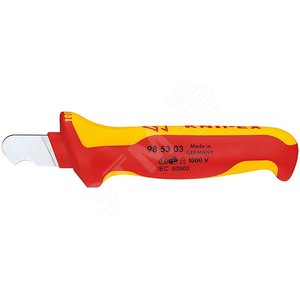 Нож для удаления изоляции круглого кабеля VDE 1000V L-170 мм диэлектрический 2-компонентная рукоятка