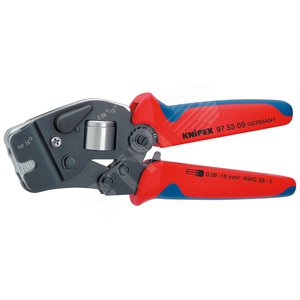 Пресс-клещи для контактных гильз квадратный обжим 1 гнездо гильзы контактные 008-10+16мм (AWG 28-5) двойные концевые гильзы до 2х6мм (2хAWG 8) L=190мм черные двухкомпонентные рукоятки - фото 1