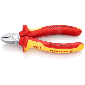 Бокорезы VDE 1000V резка - мягкая проволока 4мм проволока средней твердости 25мм твердая проволока 18мм L=140мм 62HRC диэлектрические хромированные двухкомпонентные рукоятки - фото 1