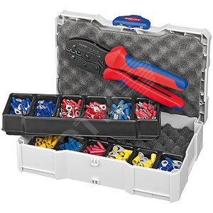 Изображение товара Набор контактных гильз в систейнере комплектация: Пресс-клещи PRECIFORCE KN-975236 гильзы флажковые (63x08 мм: 05-10 мм 15-25 мм) наконечники кабельные кольцевые (4/5/6/8 мм 05-10 мм 15 -25 мм 40-60 мм) соединители встык изолированныеованные (05 (шт)