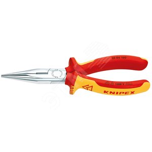 Изображение товара Длинногубцы с режущими кромками (плоскогубцы радиомонтажные) VDE 1000V полукруглые прямые губки резка - проволока средней твердости 25мм твердая проволока 16мм L=160мм диэлкектрические хромированные двухкомпонентные рукоятки блистер (шт)