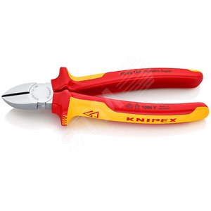 Бокорезы VDE 1000V резка - мягкая проволока 4мм проволока средней твердости 3мм твердая проволока 25мм L=180мм 62HRC диэлкектрические хромированные двухкомпонентные рукоятки блистер - фото 1