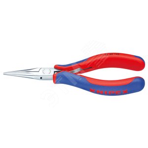 Длинногубцы захватные для электроники плоскокруглые губки L-145 мм 2-компонентные рукоятки блистер - фото 1