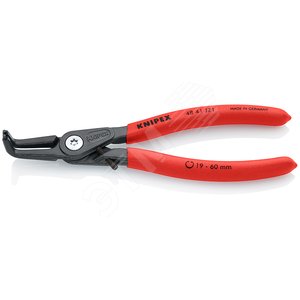 Изображение товара Щипцы прецизионные для внутренних стопорных колец с ограничителем раскрытия губки под углом 90° посадочный размер 19 - 60 мм диаметр наконечников 18 мм L-165 мм Cr-V чёрные обливные рукоятки (шт)