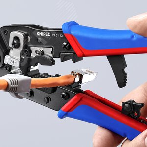 Пресс-клещи для штекеров RJ 45 3-в-1, кол-во гнезд: 1, 8-пин 8P8C, резка и зачистка кабеля, 190 мм - фото 11