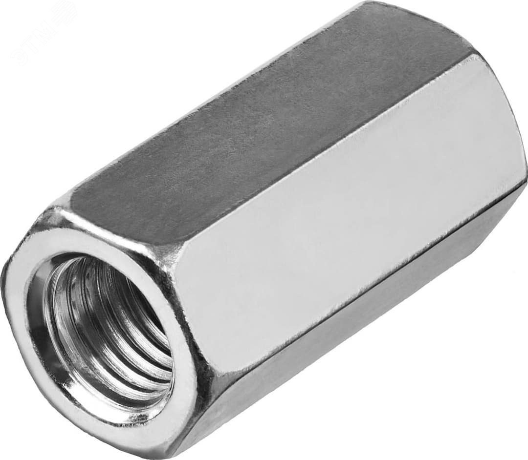 Гайка DIN6334 М12 шестигранная удлиненная соединительная покрытие цинк ...