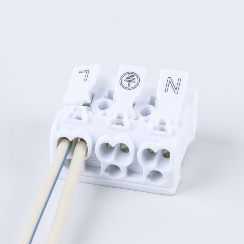 Изображение товара Клемма монтажная 3 контактная STEKKER LD294-4003 для проводов 0,5-2,5 мм2, IP20