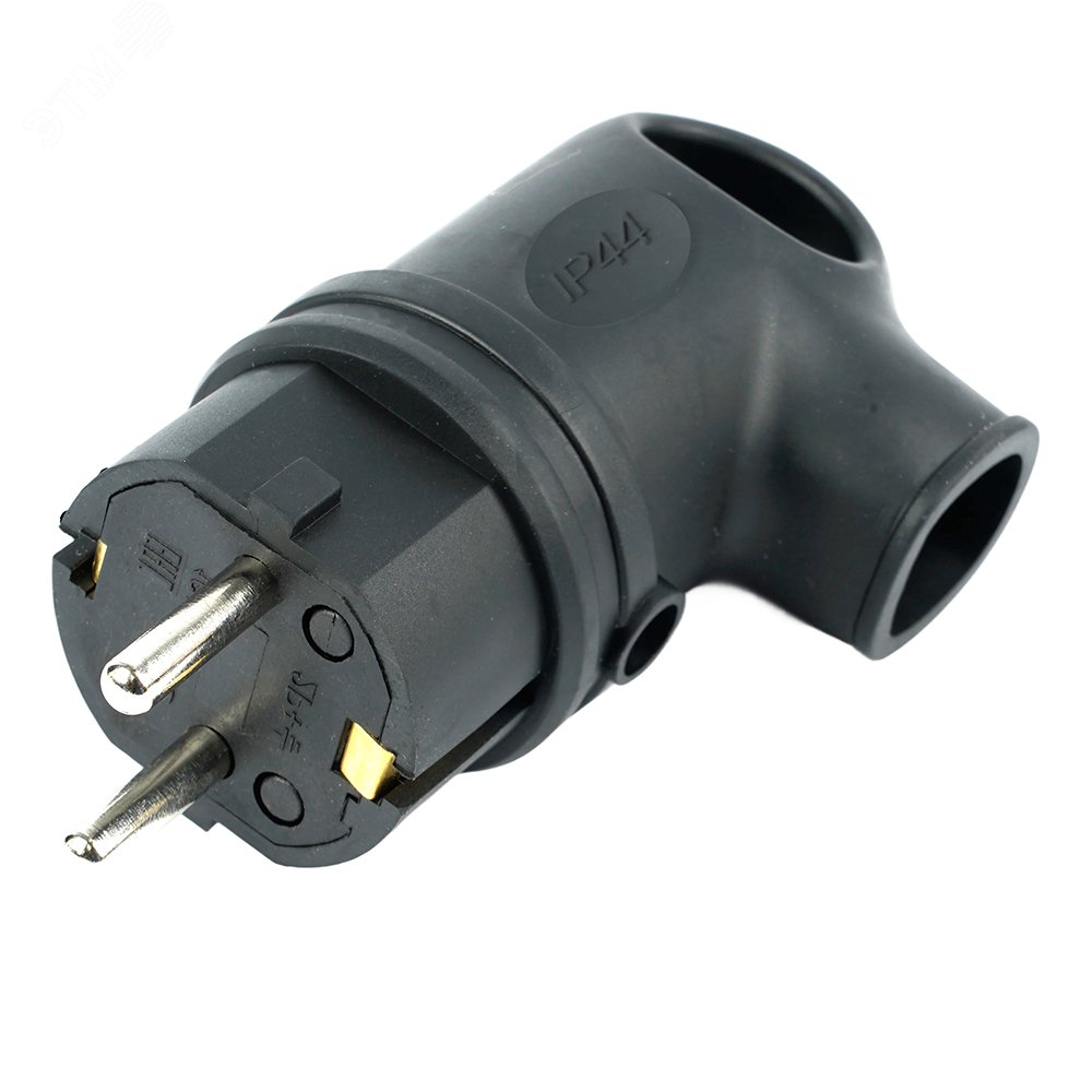 Изображение товара Вилка угловая с/з, каучук, серия Одри, черный, 16 А, IP44