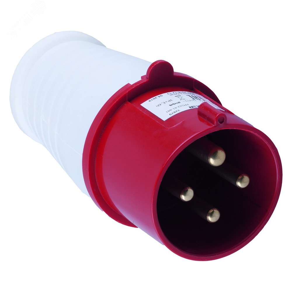 Вилка прямая для силовых кабелей, красный/белый, PPG32-41-441 STEKKER