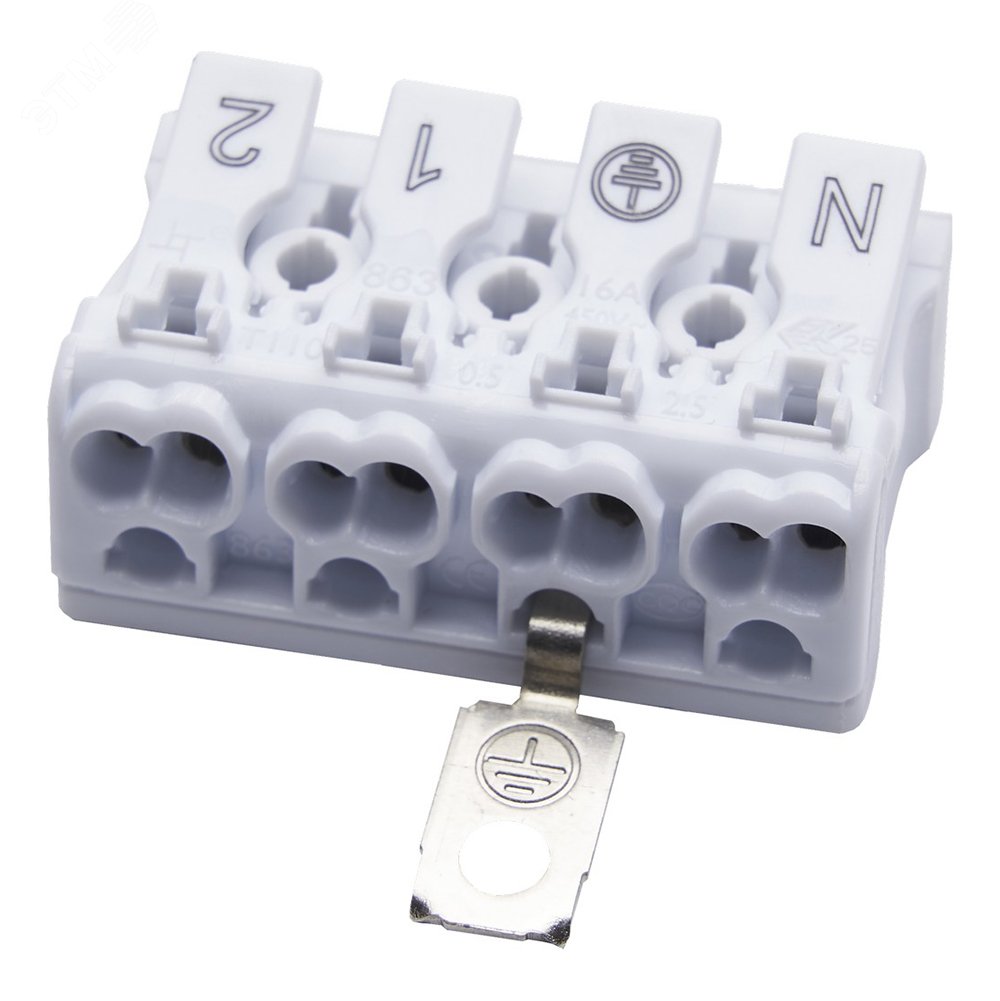 Изображение товара Клемма монтажная с заземлением 4 контакта STEKKER LD294-5104