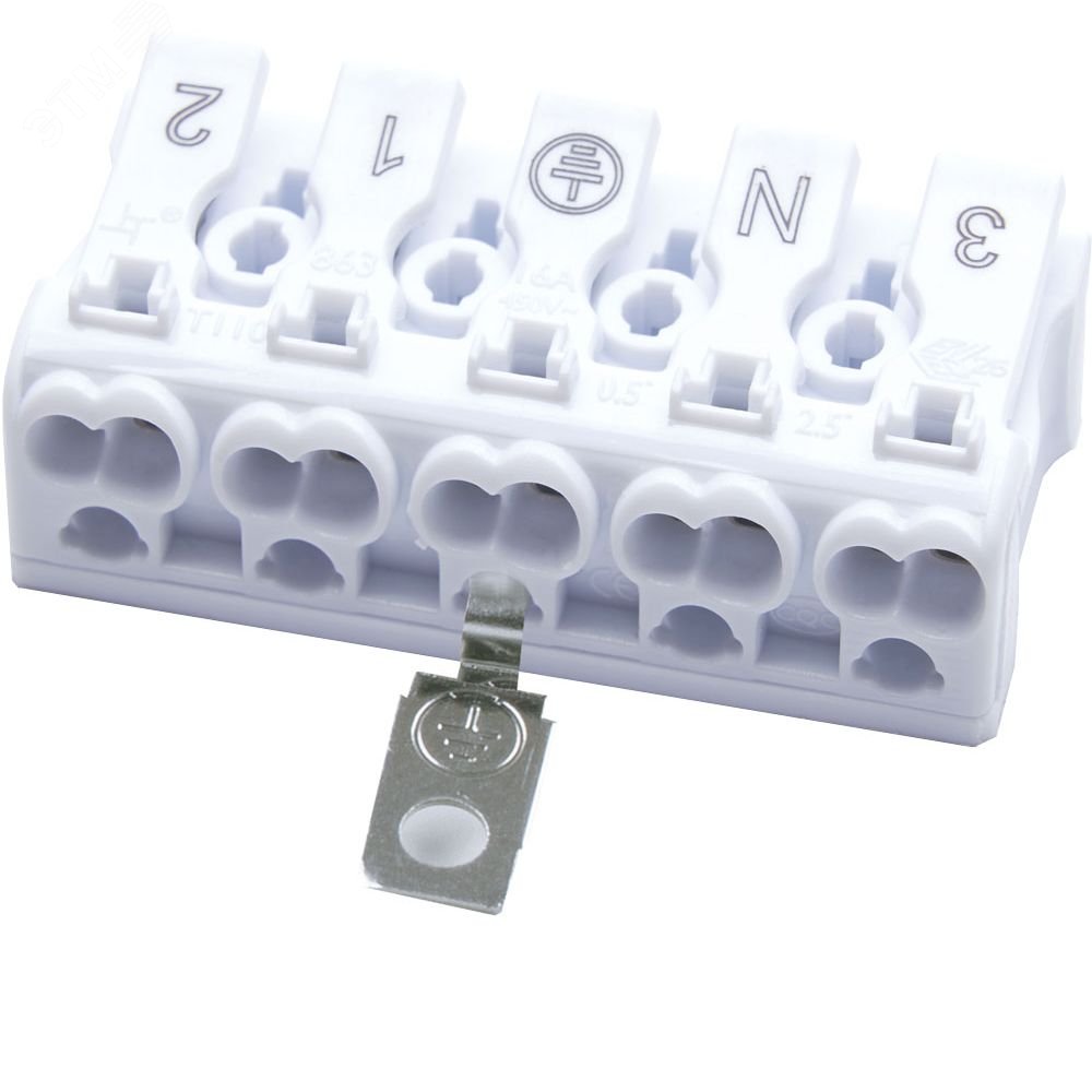 Изображение товара Клемма монтажная с/з STEKKER LD294-5105 5 контактов для проводов 0.5-2.5 мм2