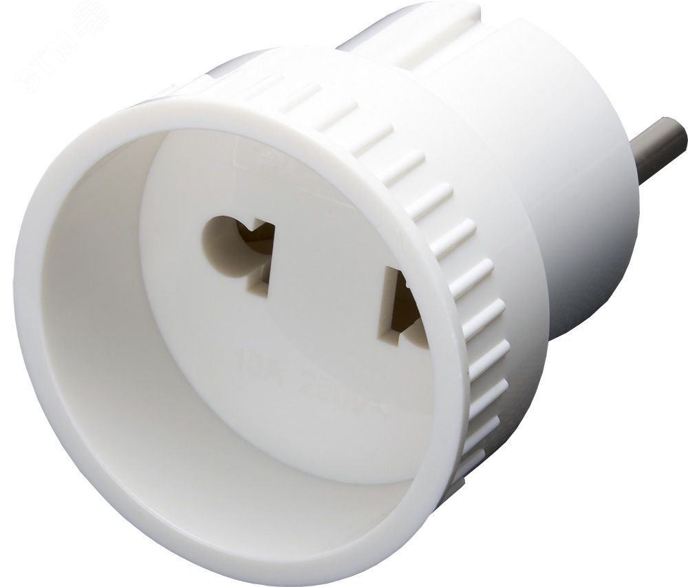 Изображение товара Переходник сетевой б/з 250В 10A белый для российских розеток