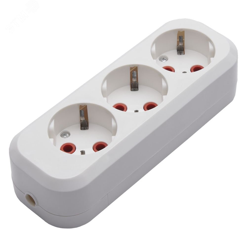 Изображение товара Розетка для удлинителя 3-местная с заземлением STEKKER PST16-310-20, белая