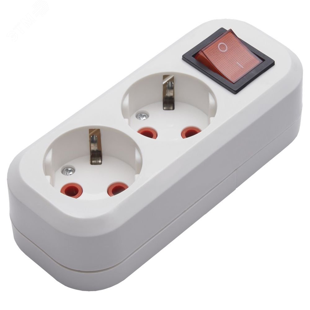 Изображение товара Розетка переносная разборная 2-местная с выключателем STEKKER белая