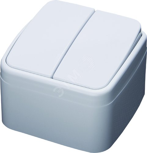 Изображение товара Выключатель двухклавишный Basic, белый, (шт)