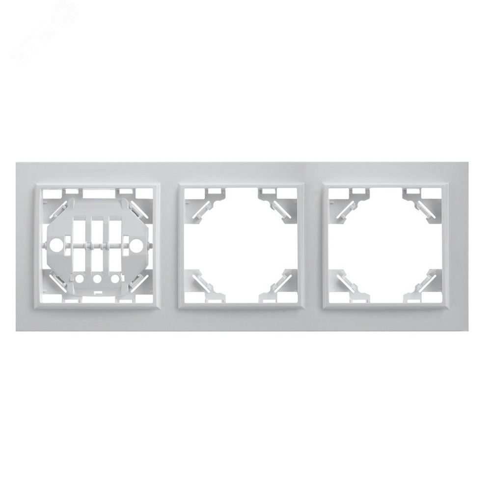 Изображение товара Рамка трехместная горизонтальная Эрна Белый для электропостов из АБС-пластика