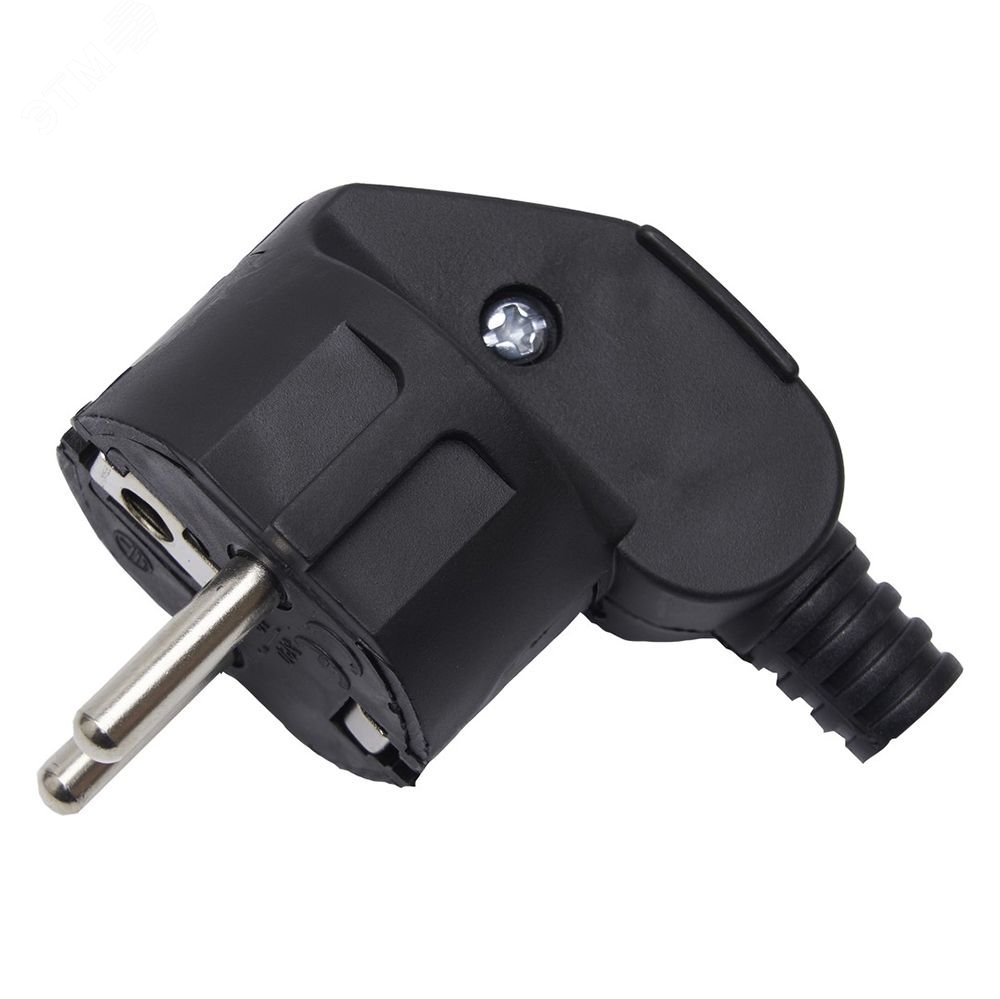 Изображение товара Вилка угловая с заземлением STEKKER PPG16-41-202 черная 16А 250В IP20