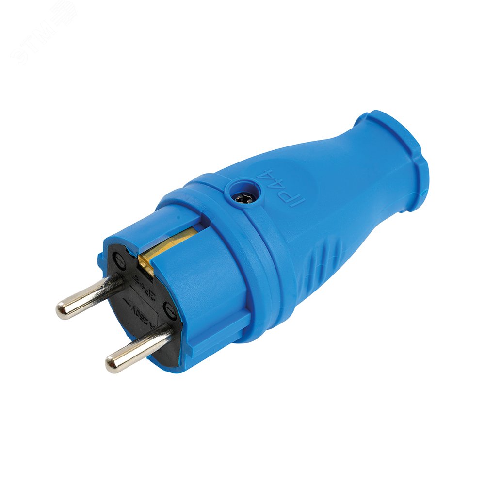 Изображение товара Вилка прямая с заземлением 250В 16A IP44 каучук STEKKER