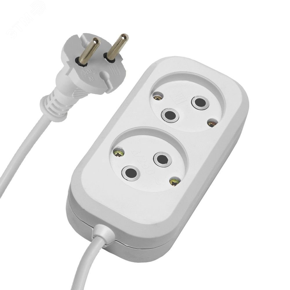 Изображение товара Удлинитель двухместный б/з 2x0,75 белый 7м Home STEKKER