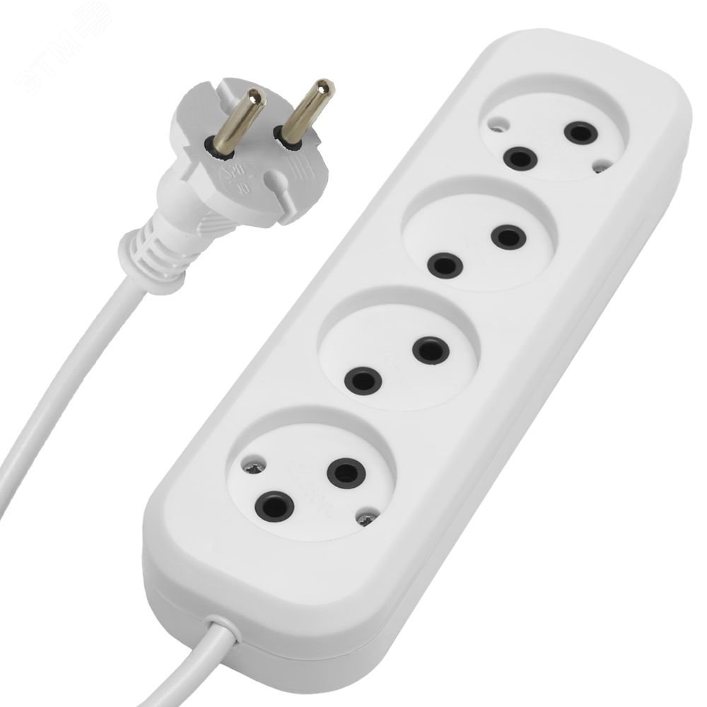 Изображение товара Удлинитель 4-местный б/з 5м 250В 10А белый STEKKER HM01-40-05