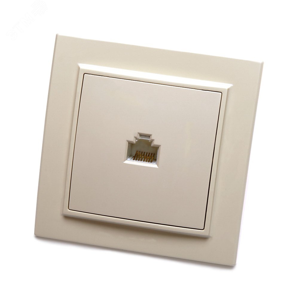 Изображение товара Розетка компьютерная одноместная RJ-45, серия Эрна, слоновая кость, Stekker (шт)