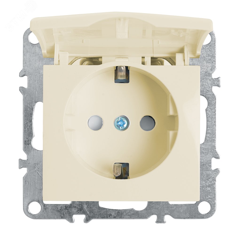 Изображение товара Розетка одноместная с крышкой серия Эрна STEKKER 250В 16А слоновая кость