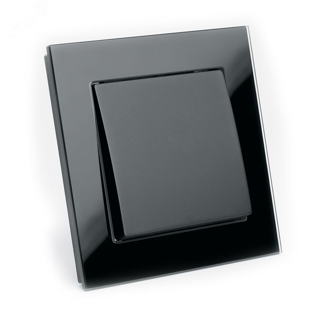 Выключатель 1-клавишный, серия Катрин, черный, GLS10-7003-05 STEKKER - превью