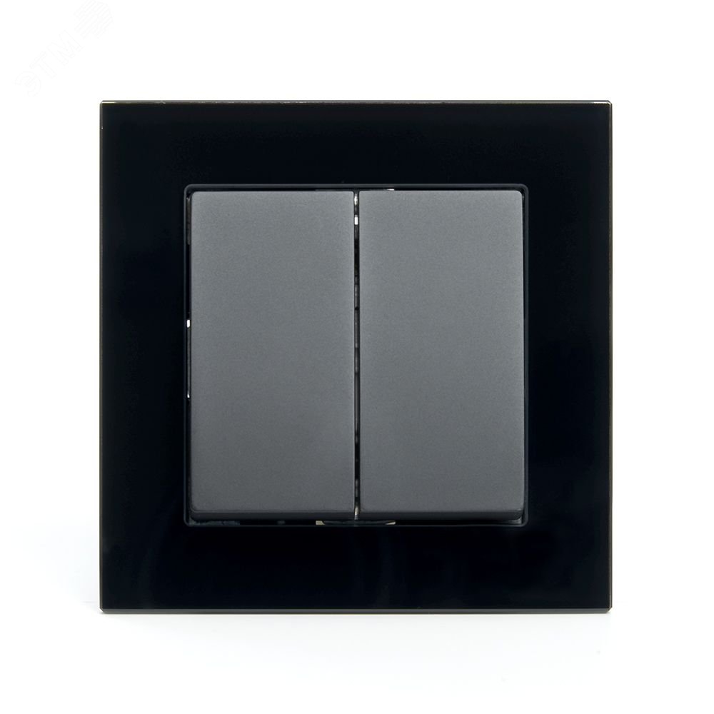 Выключатель 2-клавишный, серия Катрин, черный, GLS10-7004-05 STEKKER - превью 2