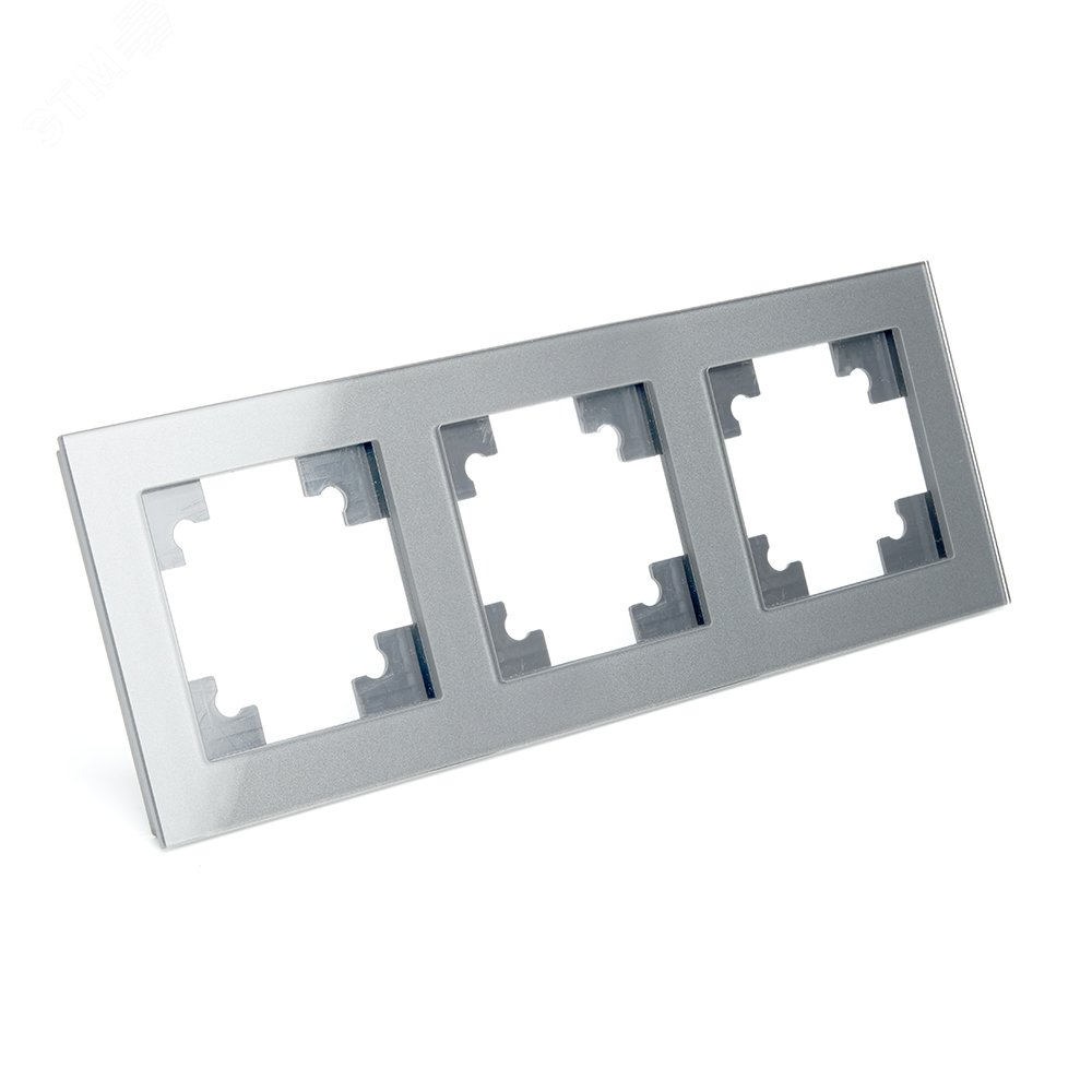 Изображение товара Рамка трехместная горизонтальная, Катрин, серебро, (шт)