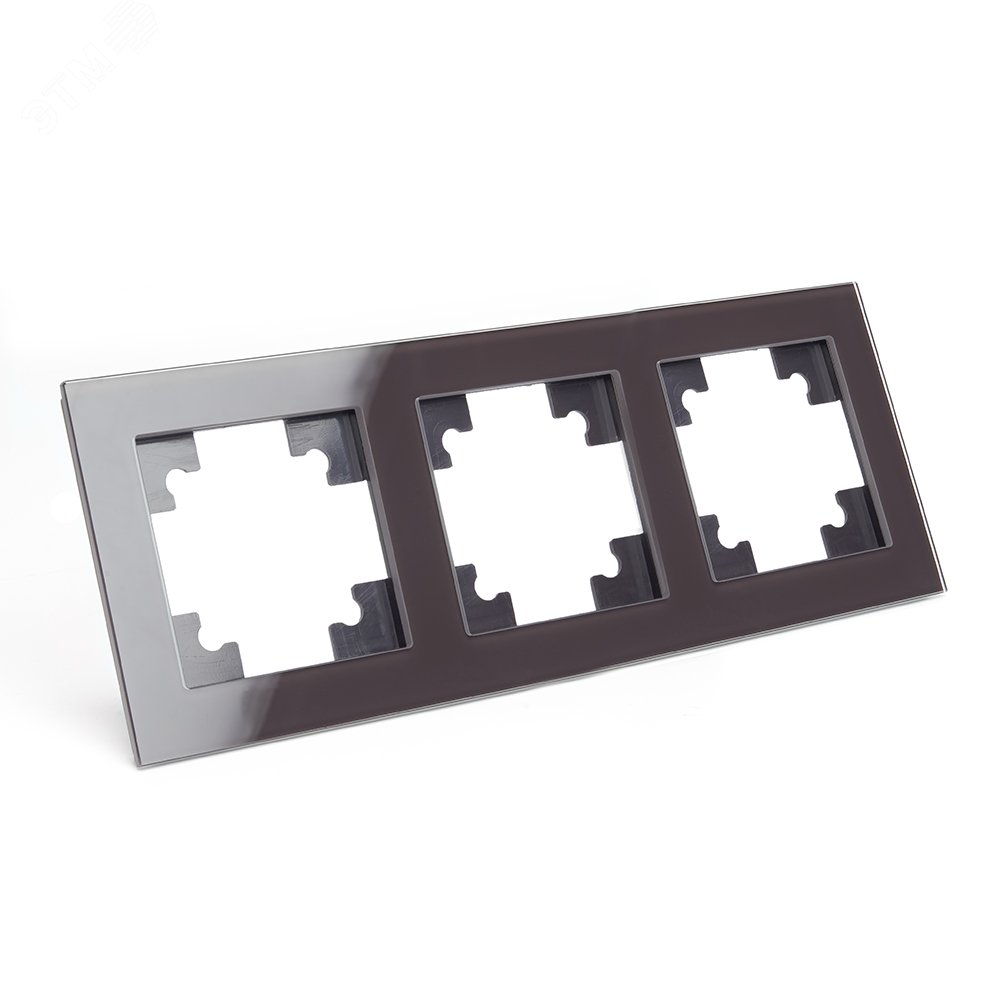 Изображение товара Рамка трехместная горизонтальная Катрин шоколад стекло пластик 3 поста
