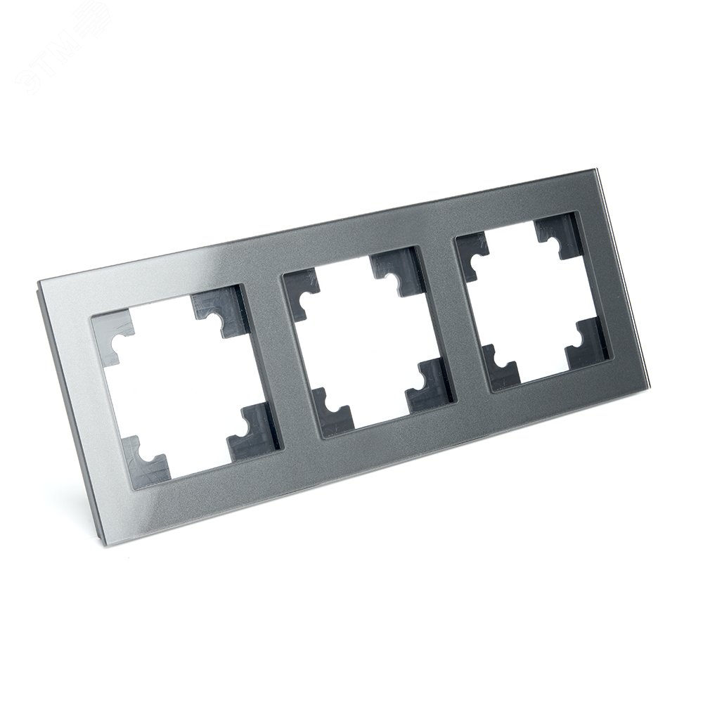 Изображение товара Рамка трехместная горизонтальная Катрин, графит, стекло и пластик, 3 поста