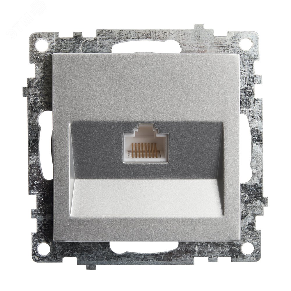 Изображение товара Розетка компьютерная 1-местная RJ-45 серебро серия Катрин